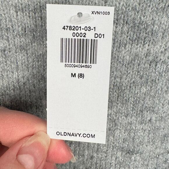 Nwt Old Navy Gray Metallic Crew Knit Stretch Cropped Sweater Medium (8) Girl's - Picture 4 of 8